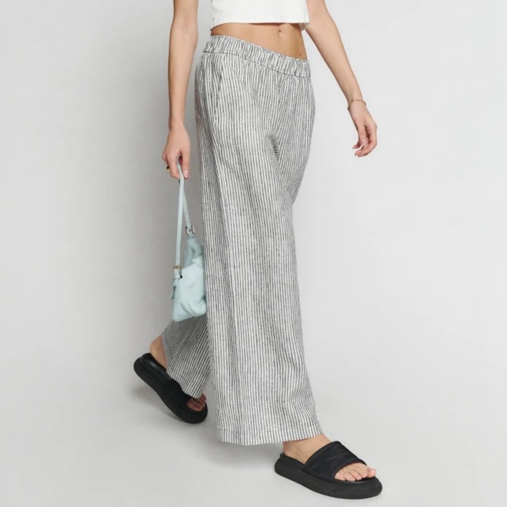 Reformation Ava Striped Linen Pants
